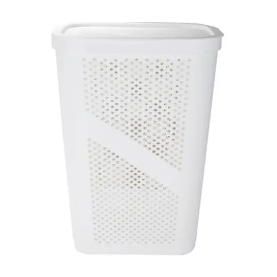 Mind Reader 60L Perforated Plastic Laundry Hamper with Lid White {9}