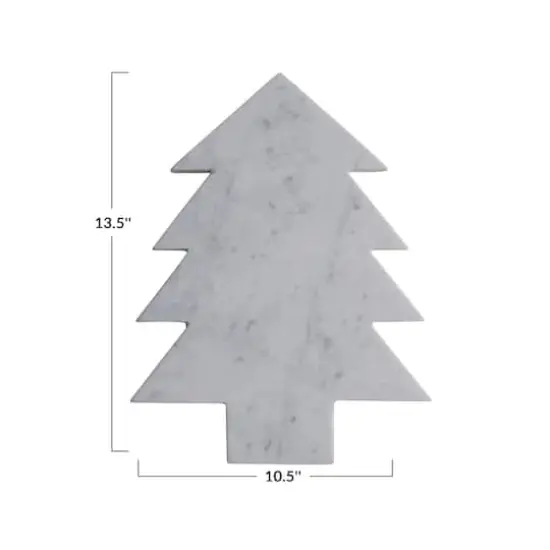 Hello Honey&reg; 13.5" White Marble Tree Shaped Cheese & Cutting Board {4}