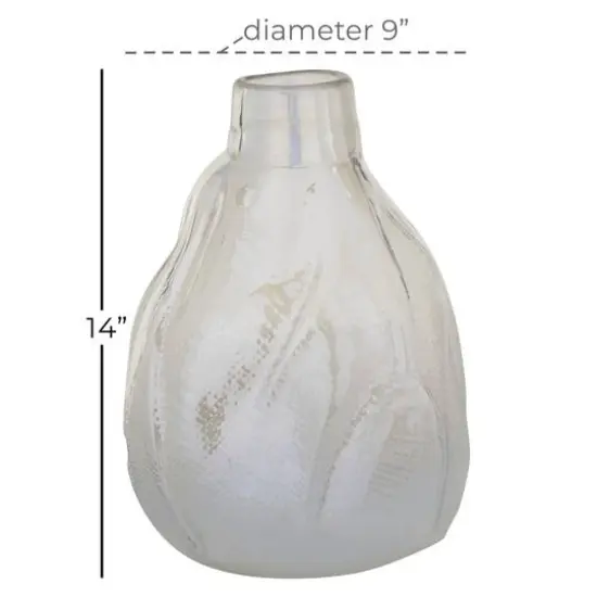 14" White Contemporary Glass Vase {7}