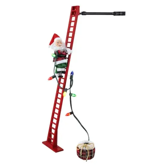 43" Super Climbing Plaid Santa with Ladder {3}