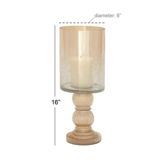 16" Gold Glass Traditional Candle Holder {6}