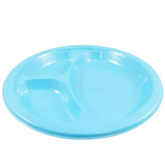 JAM Paper 10.25" Divided Plastic Party Plates, 20ct. Aqua Blue {5}