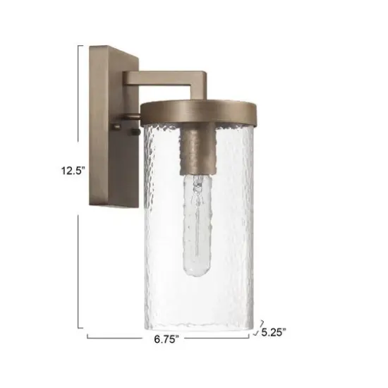 Hello Honey&reg; Aria Tuscan Gold Cylindrical Textured Water Glass & Metal Wall Mounted Outdoor Light {4}