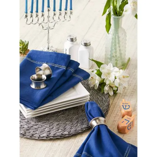 DII&reg; Blue with Silver & Gold Border Napkins, 6ct. {7}