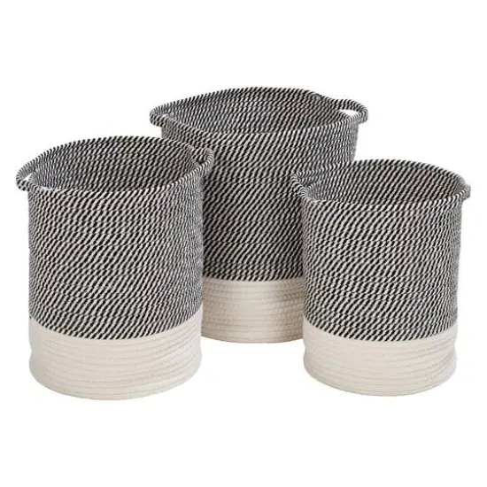 Honey Can Do Gray & White Two-Tone Cotton Rope Basket Set {5}