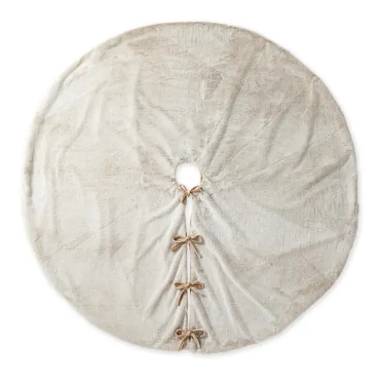 Glitzhome&reg; 60" Milk Coffee Reversible Faux Rabbit Fur/Korean Fleece Christmas Tree Skirt {1}