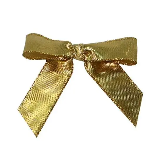 Reliant 2" Metallic Lame Twist Tie Bows, 100ct. Gold {1}