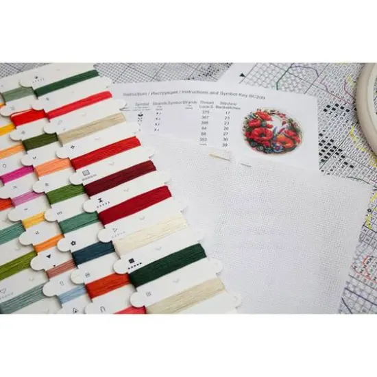 Luca-S Composition with Poppies Counted Cross Stitch Kit with Display Hoop {19}