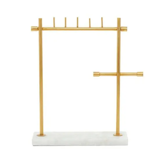 Gold Marble Modern Jewelry Stand, 13" x 12" x 4" {9}