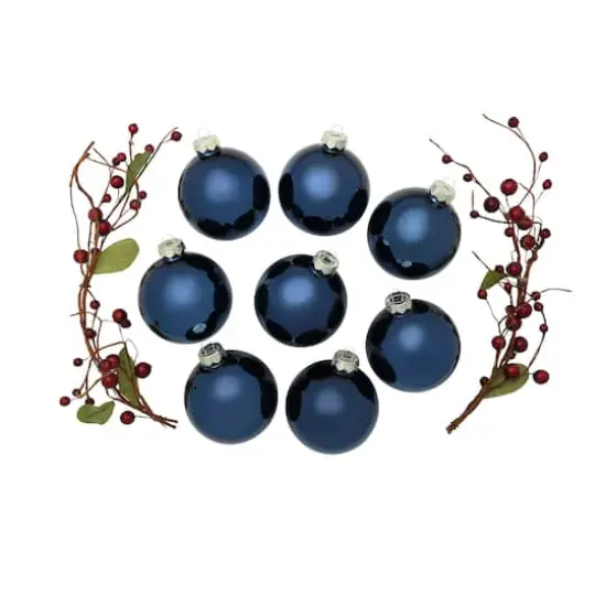 Whitehurst 8ct. 3.25" Shiny Glass Ball Ornaments Midnight Blue Shiny {4}