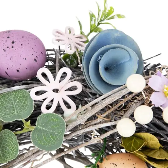 13" Speckled Eggs & Flowers Easter Wreath {7}