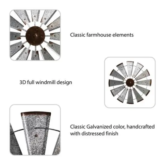 Glitzhome&reg; 28.5" Galvanized Metal Wind Spinner Wall D&eacute;cor {6}