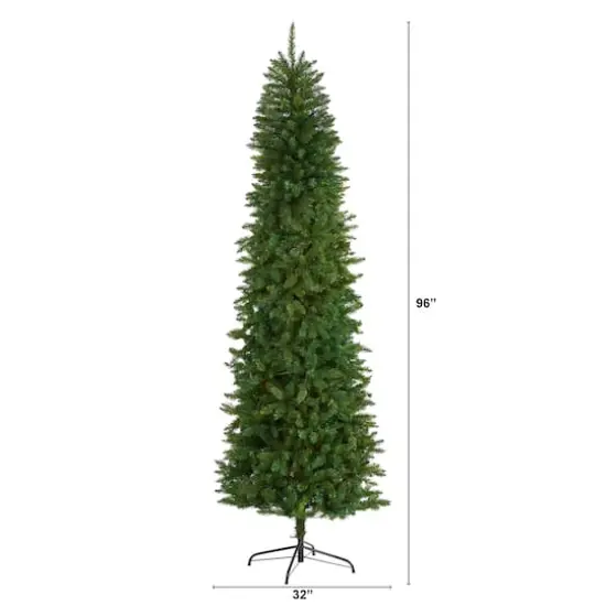 8ft. Unlit Slim Green Mountain Pine Artificial Christmas Tree {3}