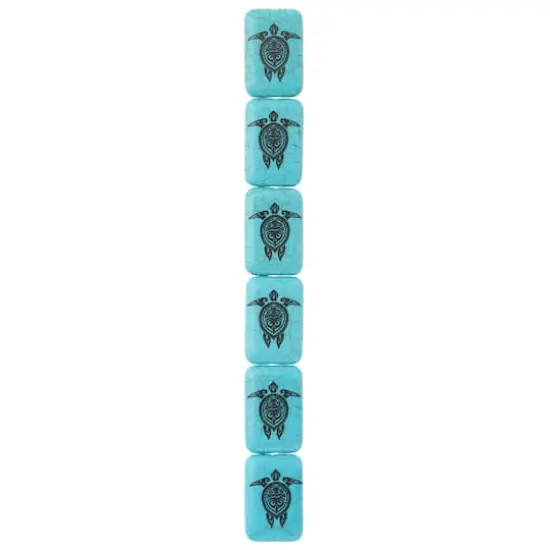 Turquoise Reconstituted Stone Turtle Print Rectangle Beads, 30mm by Bead Landing&trade; {4}