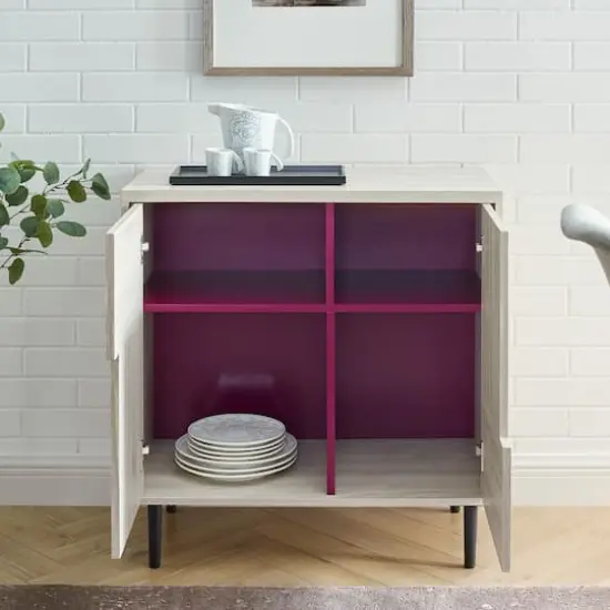 Walker Edison Birch/Magenta Interior Modern Accent Cabinet {5}