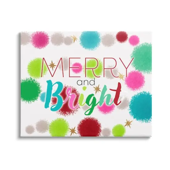 Stupell Industries Merry & Bright Bold Holiday Phrase Canvas Wall Art {1}