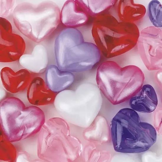 S&S&reg; Worldwide Pink & Purple Plastic Heart Beads {1}