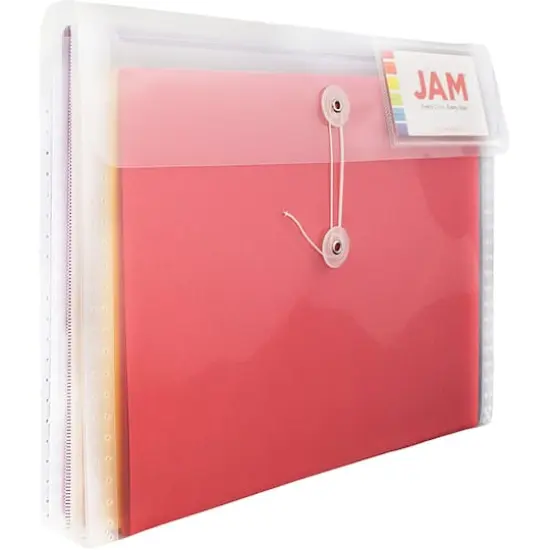 JAM Paper 12.75" x 10.5" Clear Plastic Button String Closure Envelopes with 2 Dividers, 24ct. {3}