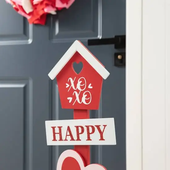 Glitzhome® 35.75" Valentine's Wooden Heart & Love House Porch Décor {4}