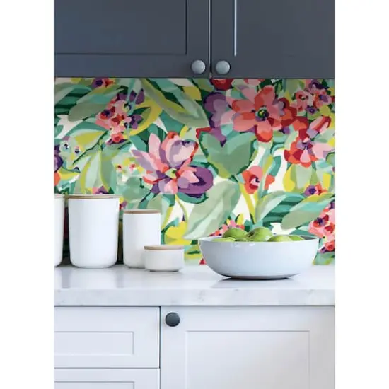 Caroline et Bettina Multicolor Belles Fleurs Peel & Stick Wallpaper {7}