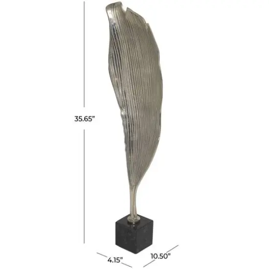 35.5" Embossed Silver Aluminum Leaf Tabletop D&eacute;cor {6}