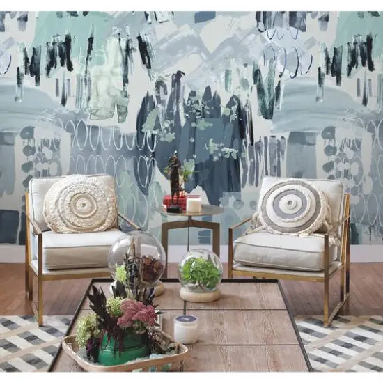 RoomMates Tamara Day Blue Abstraction Peel & Stick Wallpaper Mural {3}