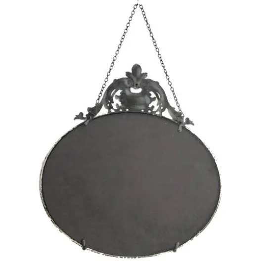 Hello Honey&reg; Vintage Pewter Framed Wall Mirror with Decorative Chain Cream {3}