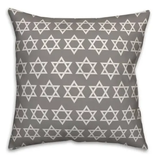 Gray Star of David Pattern 18x18 Spun Poly Pillow {3}