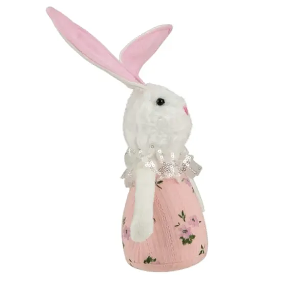 11" Pink Spring Floral Easter Bunny Figure {4}