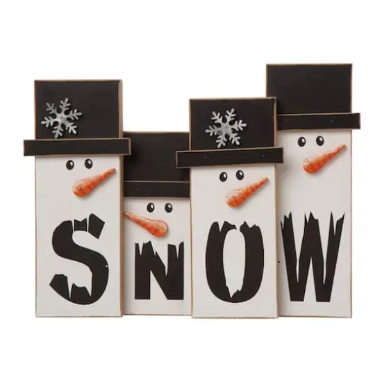 Glitzhome&reg; 12" Wooden Snowman Family Tabletop Accent {4}