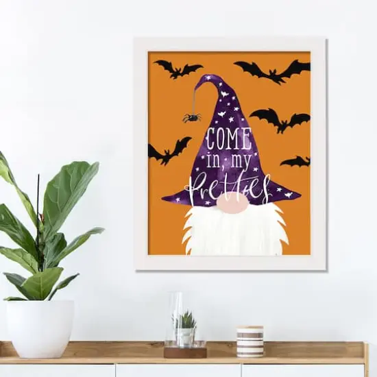 Come in My Pretties Gnome White Framed Print Wall Art {3}