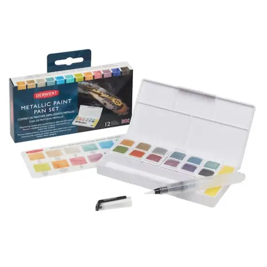 Derwent&reg; 12-Color Metallic Paint Pan Set {1}