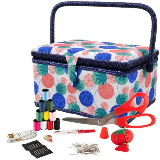 SINGER&reg; Large Florence Floral Print Sewing Basket with Sewing Kit {1}