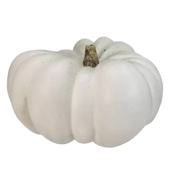 14" White Flat Round Pumpkin Tabletop D&eacute;cor {1}
