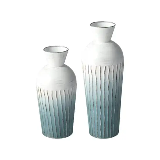 Glitzhome&reg; Abstract Ombre Aqua Metal Floor Vases Set {1}