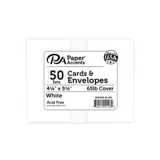 PA Paper&trade; Accents 4.25" x 5.5" White Card & Envelope Set, 50ct. {1}