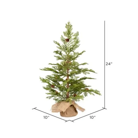 24" Unlit Cedar Pine Artificial Christmas Tree in Burlap Base {4}