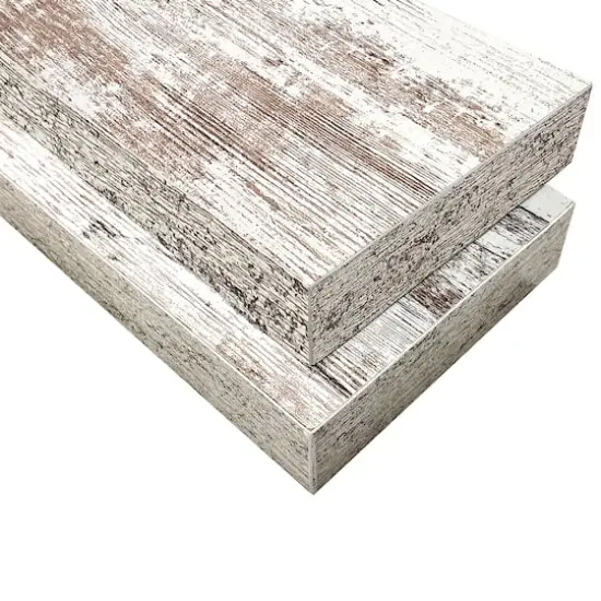 Sorbus Floating Faux Wood Shelf, 2ct. Rustic White {4}