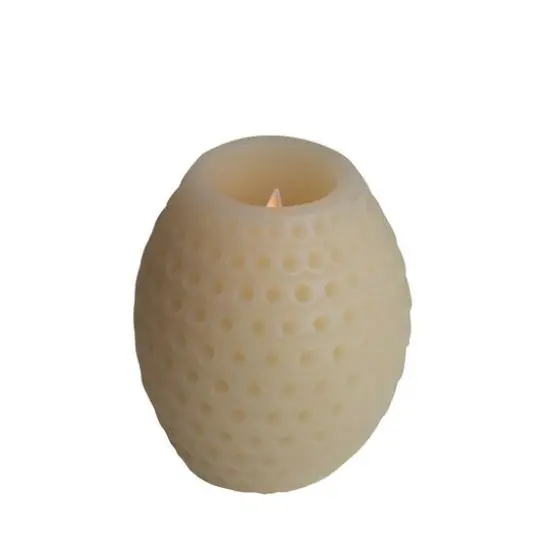 Hello Honey&reg; 5" Ivory LED Debossed Pillar Candle {1}