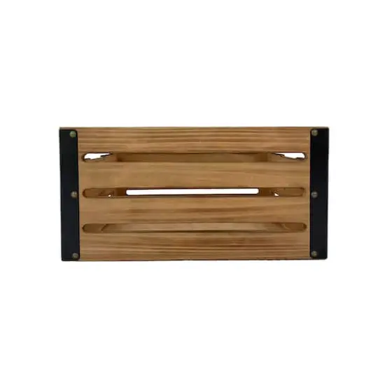 14.25" Natural Brown Wood & Metal Crate by Ashland&reg; {1}