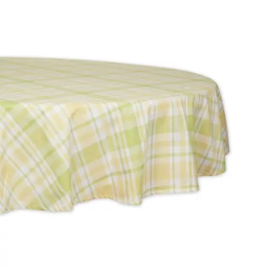 Lemon Bliss Plaid Tablecloth 70" Round {1}
