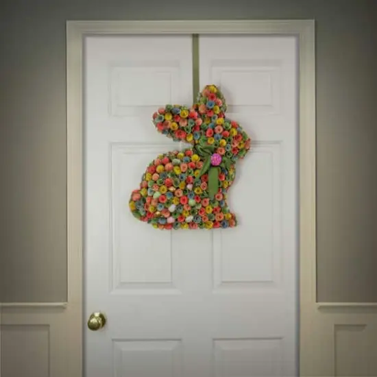 18" Multicolor Floral Bunny Wall Accent {3}