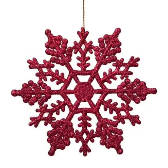 24ct. 4" Berry Red Glitter Snowflake Christmas Ornaments {4}