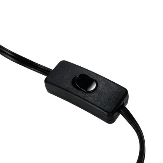 Hello Honey&reg; 2ft. Black & Natural Mango Wood Abstract Shaped Table Lamp with Cotton Shade & Inline Switch {6}