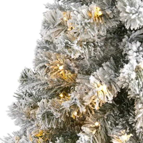 4ft. Pre-Lit Flocked West Virginia Fir Artificial Christmas Tree, Clear LED Lights {4}