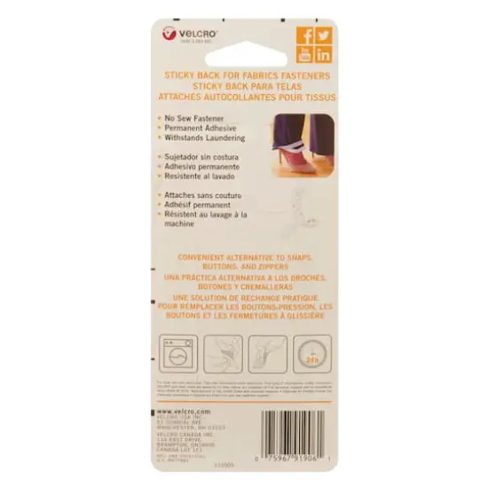 VELCRO&reg; Brand Sticky Back for Fabrics White Tape {5}