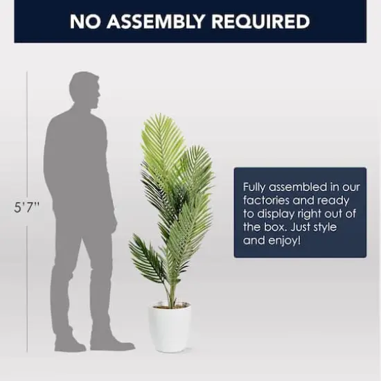 American Art Decor 4ft. Palm Tree in White Ceramic Pot {5}