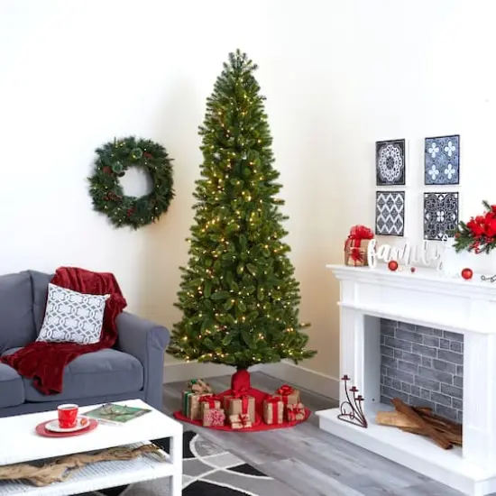 8ft. Pre-Lit Virginia Spruce Artificial Christmas Tree, Warm White LED Lights {3}