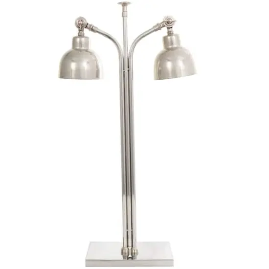 2ft. Silver Stainless Steel Desk Lamp with Dual Shades {4}