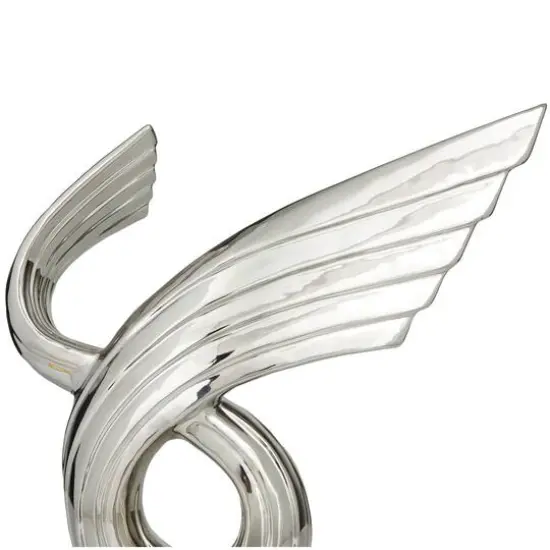 15" Porcelain Wing Abstract Sculpture with Black Base Silver {5}